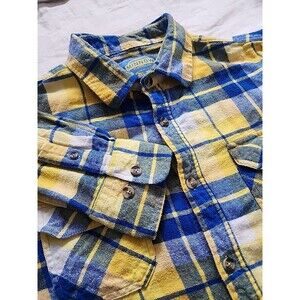 Angry Minnow Flannel Co. Soft Brushed Button Up Shirt Mens Size L Plaid Vintage